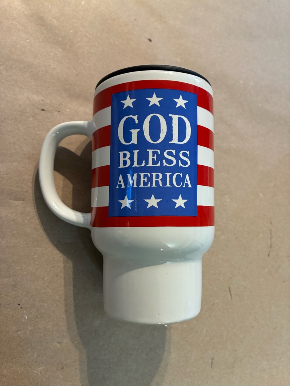 God Bless America Red, White & Blue Ceramic 16oz Travel Mug - Coffee Cup